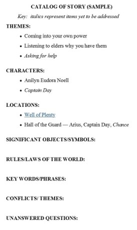 A brief sample of a Catalog of Story